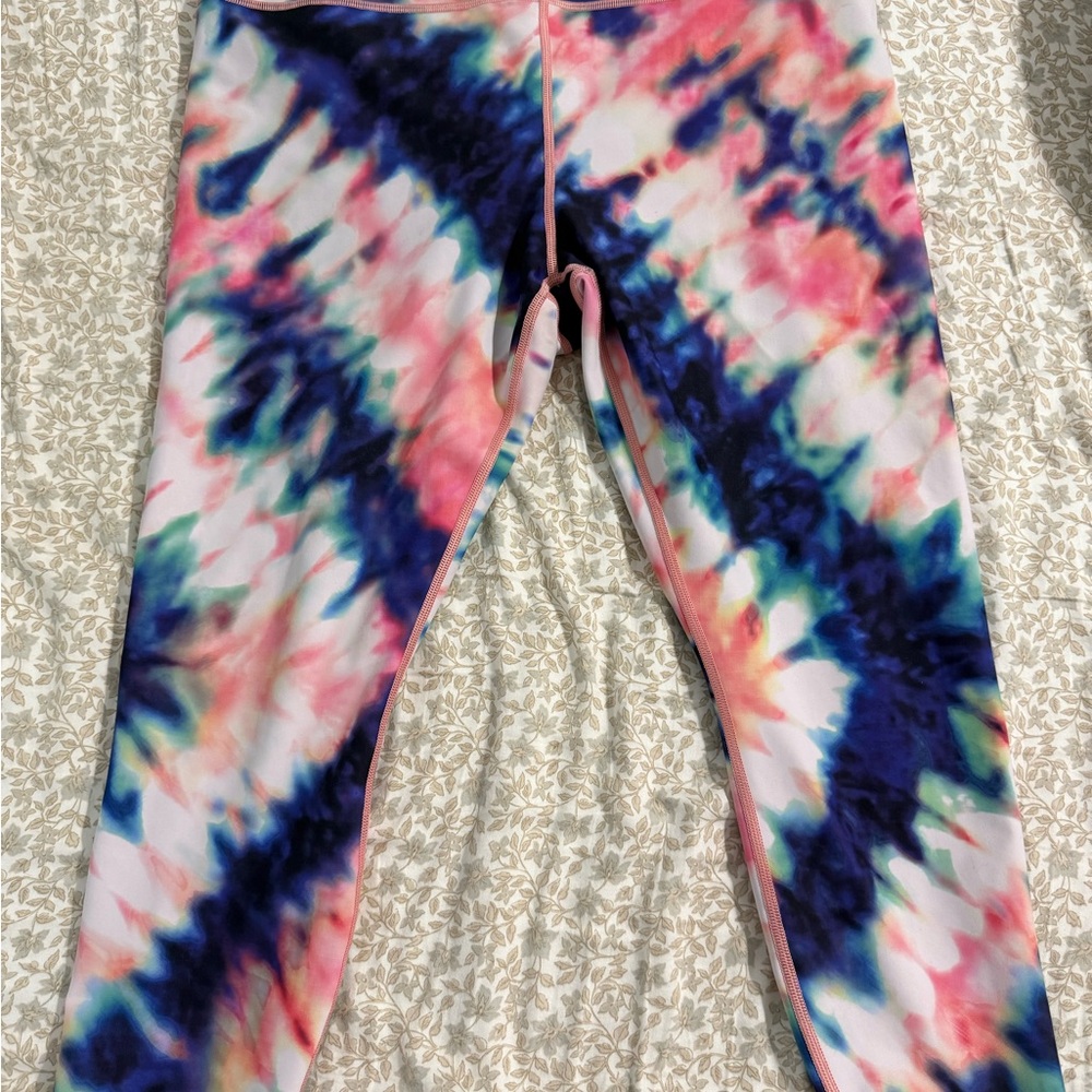 Athleta Pink and Blue Tie-Dye Leggings